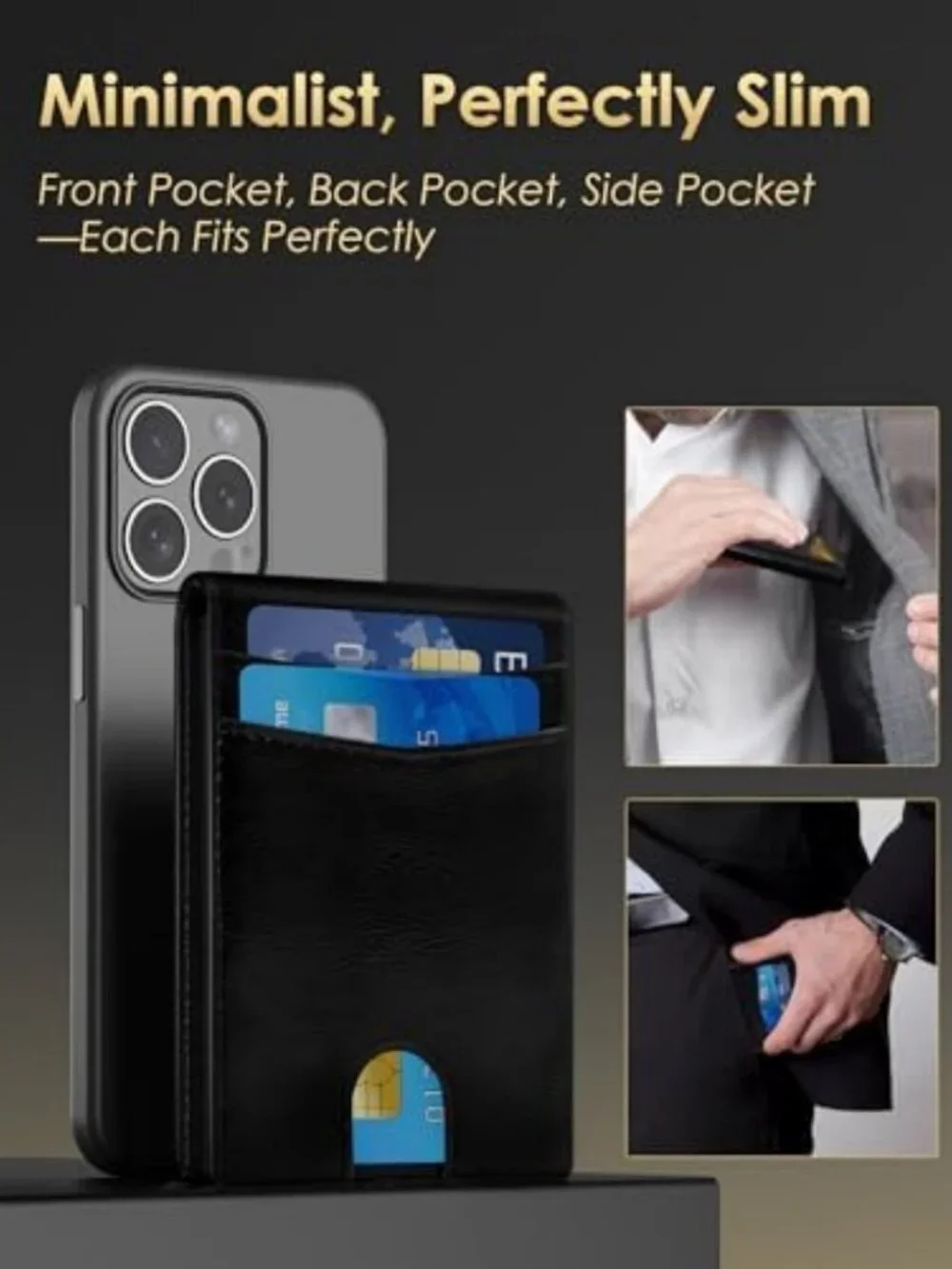 Slim Minimalist RFID Blocking Wallet for Men - Stylish Black Design, 2026